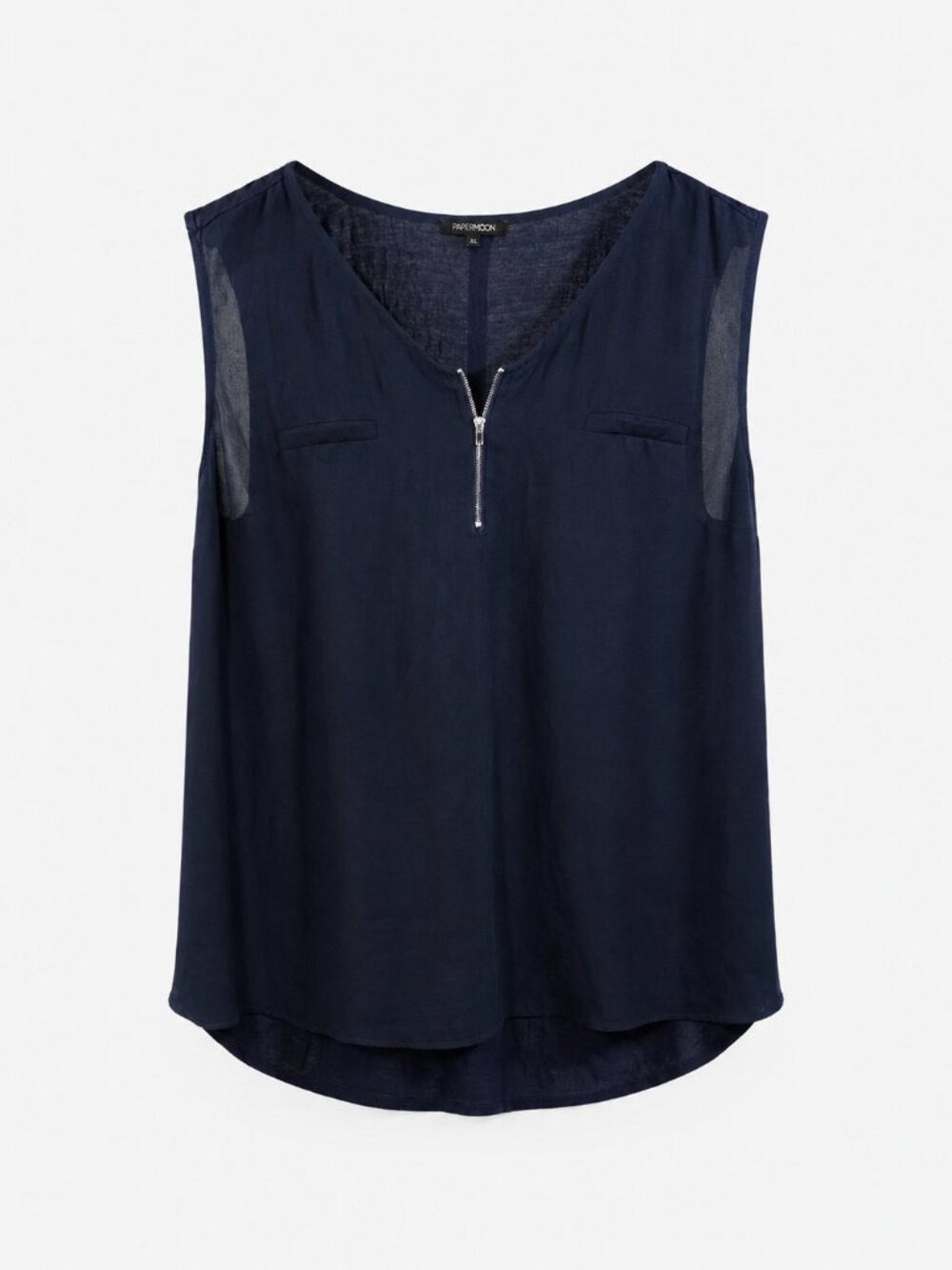 PaperMoon Navy Sleeveless Zip Front Lightweight Blouse Top Plus Size 2X